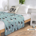 Collie Pattern Blue Painting Anti-pilling Throw Blanket
