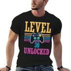 Vintage Level 30 Unlocked Video Gamer 30th Birthday Gift  Stretchy T-Shirt