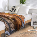 Cute Hungry Ginger Scottish Highland Cow Versatility Throw Blanket