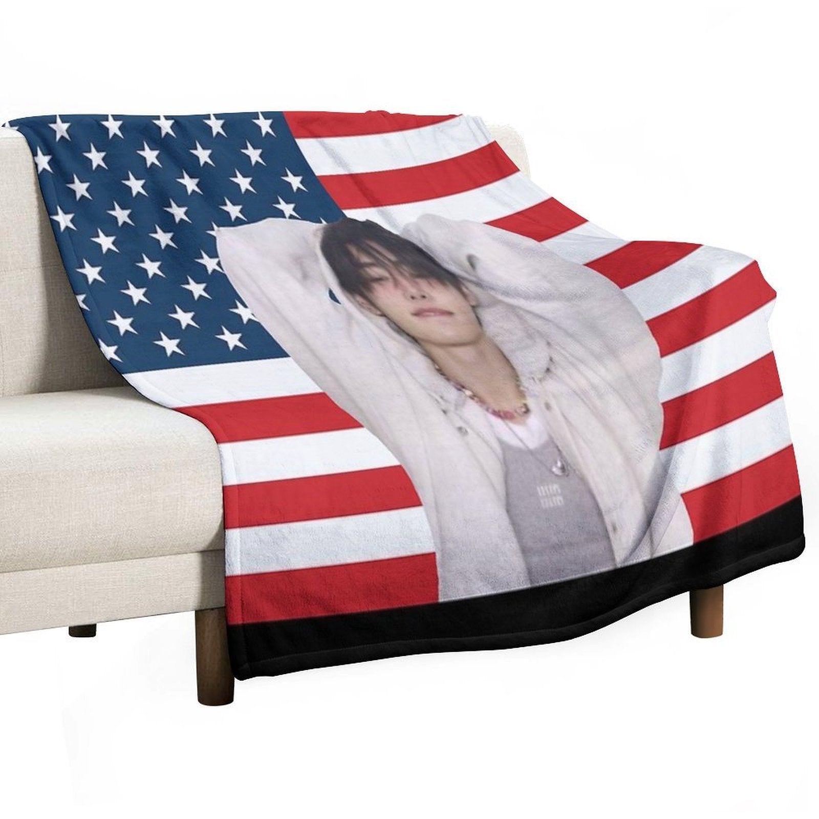 Park Sunghoon U.s American Flag Durable Throw Blanket