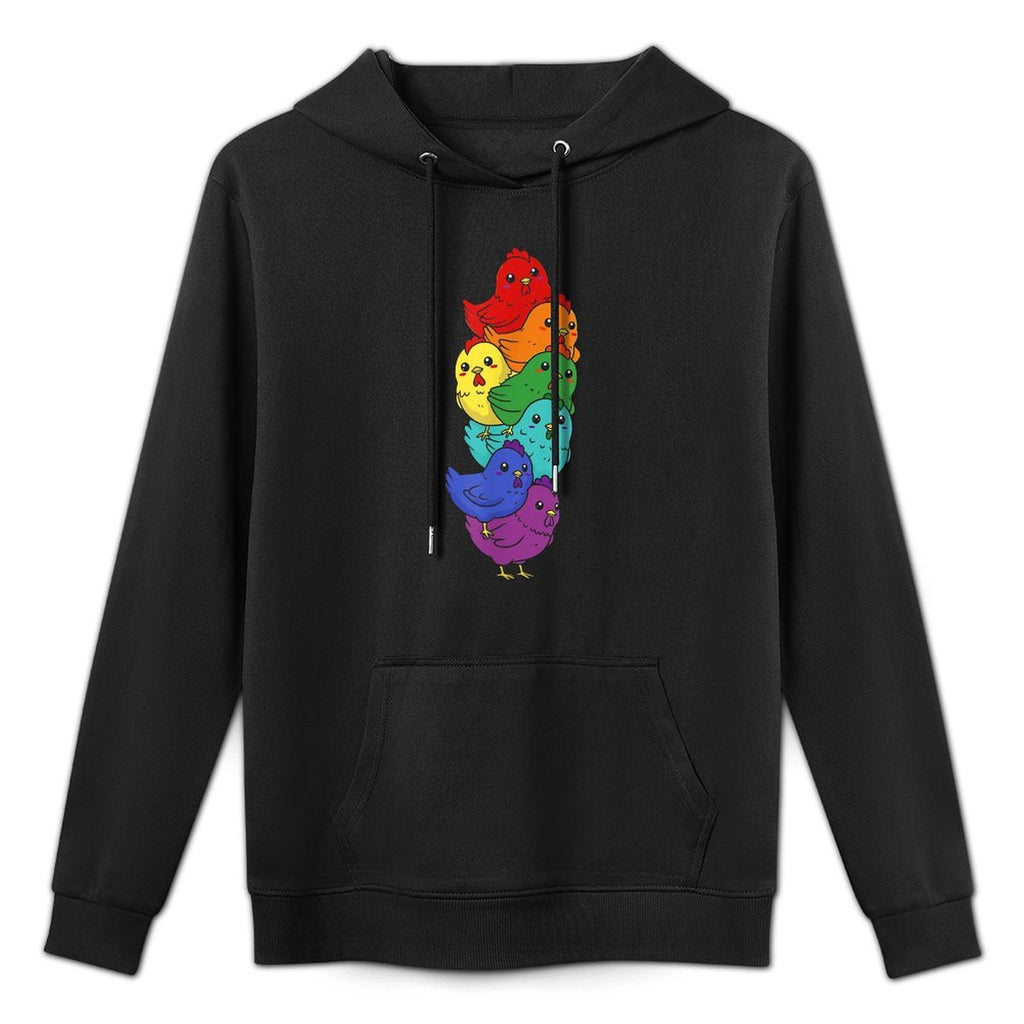 Funny LGBT Rainbow Chicken Lesbian Gay Pride Mens Womens Durable Construction Hoodie
