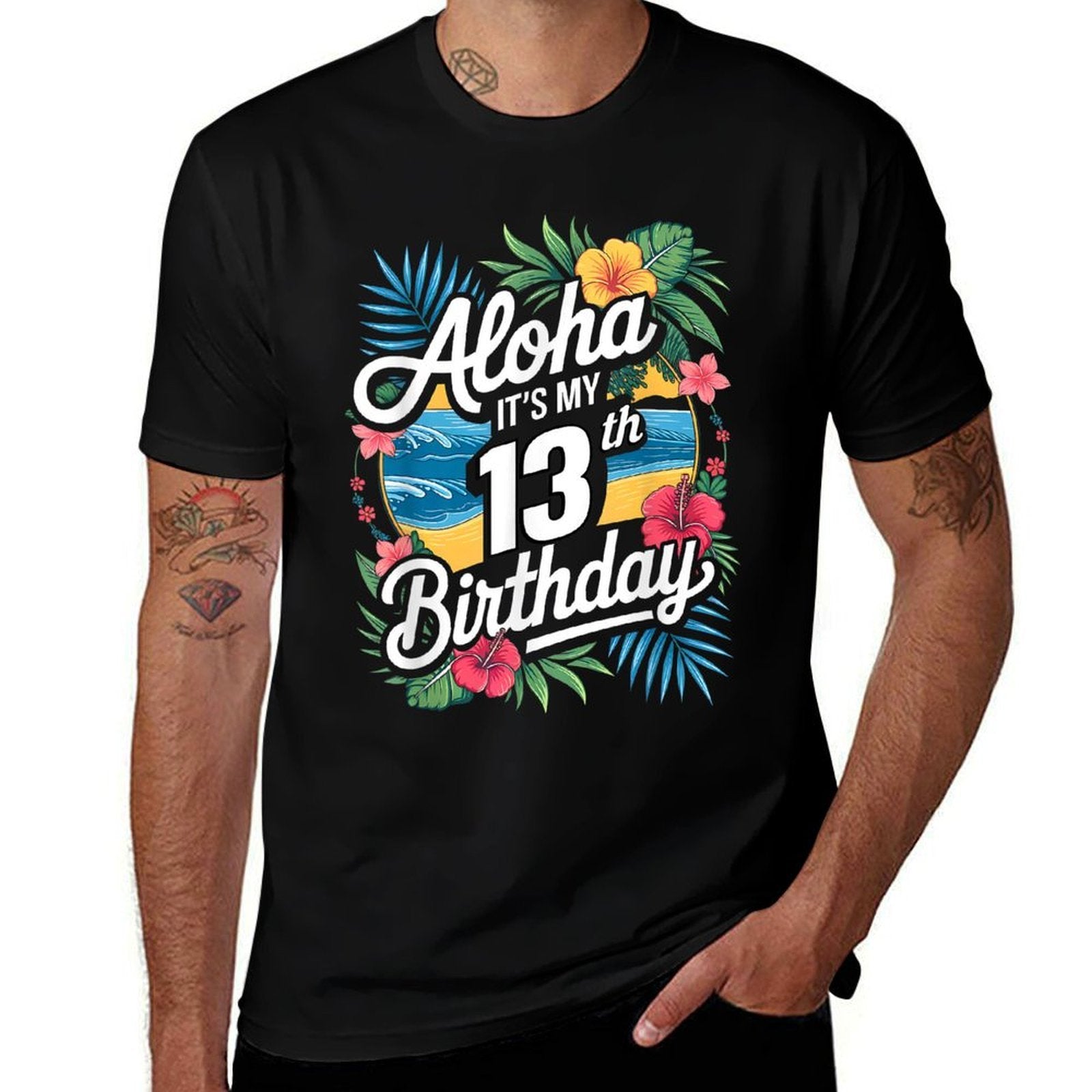 Aloha 13th Birthday Hawaiian Theme Hawaii Tropical Beach  Classic T-Shirt