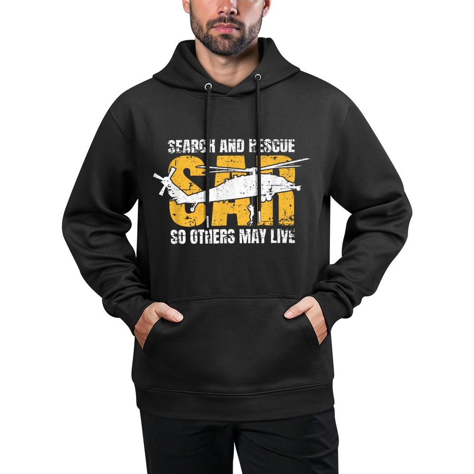 Search And Rescue Helicopter SAR Vintage Distressed Design Layering Staple Hoodie