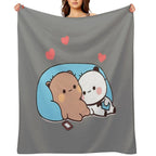 DuDu Bear And BuBu Panda’s Night Days❤️ Quick-dry Throw Blanket