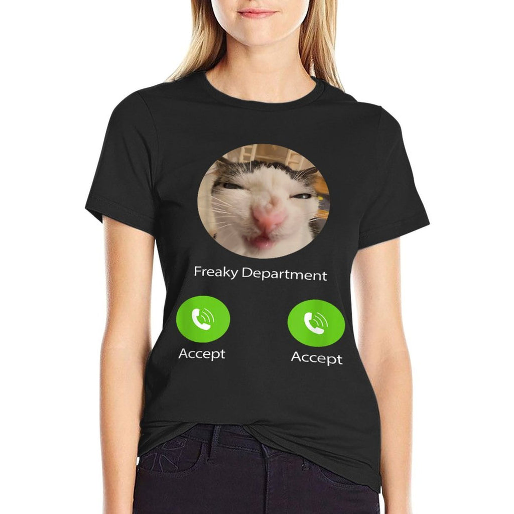 Freaky Department Funny Cat Meme  Wrinkle-resistant T-Shirt