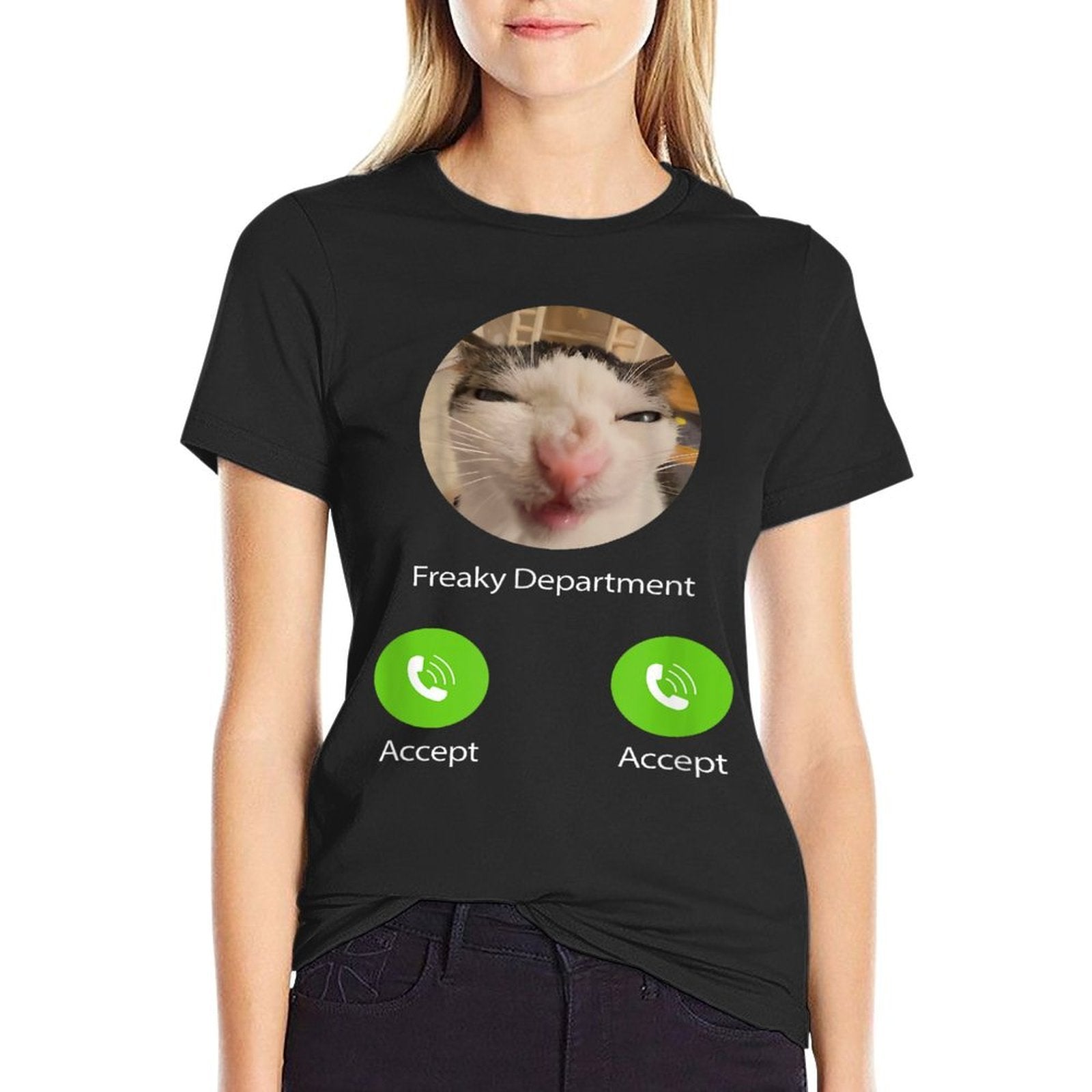 Freaky Department Funny Cat Meme  Wrinkle-resistant T-Shirt