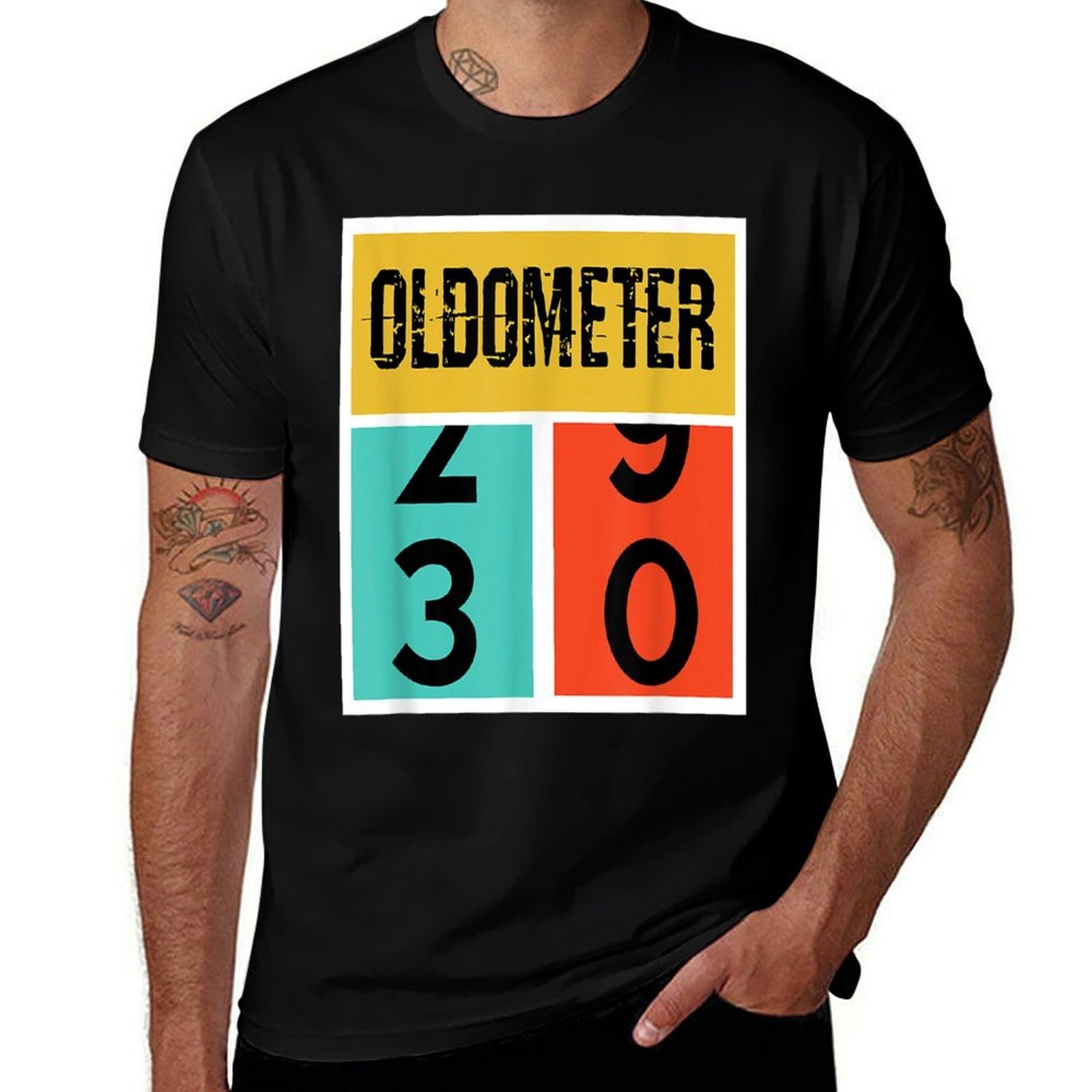 30th Birthday T - Oldometer 30 Years Old  Ribbed Collar T-Shirt