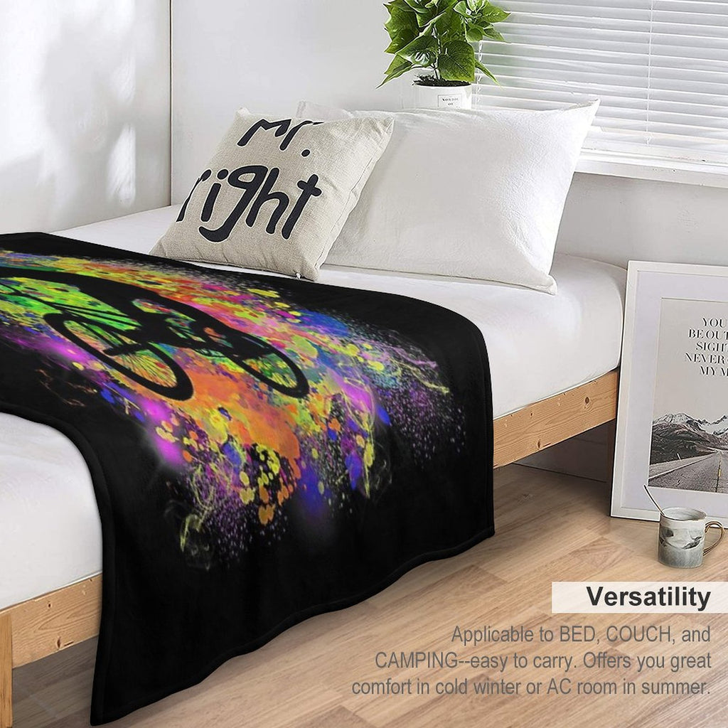 Extreme Sports BMX Bike Coloured Splash Illustration Wrinkle-free Throw Blanket