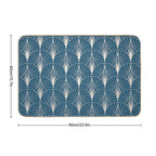 (Faux) Turquoise And (Faux) Silver Art Deco Pattern Durable Bath Mat