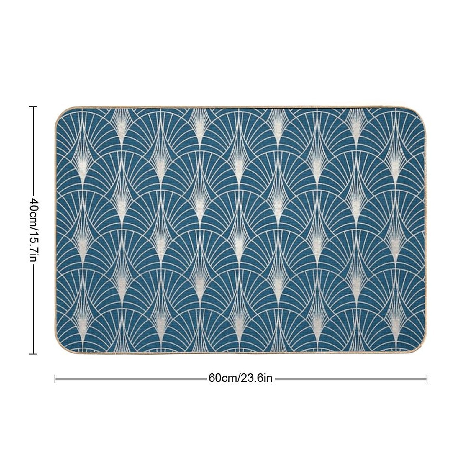(Faux) Turquoise And (Faux) Silver Art Deco Pattern Durable Bath Mat