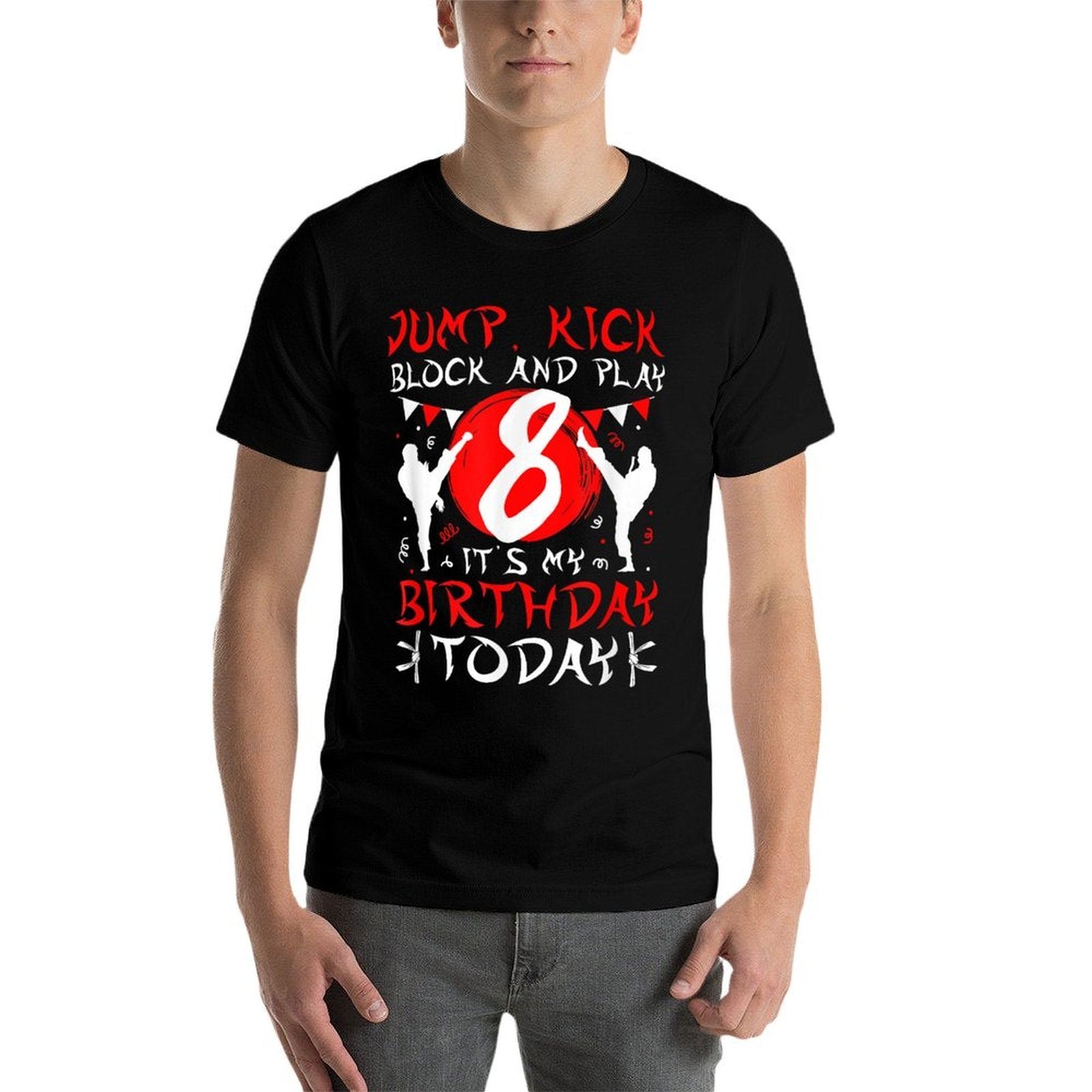 8th Birthday Party Karate 8 Year Old Karate Birthday  Slim-fit Cut T-Shirt