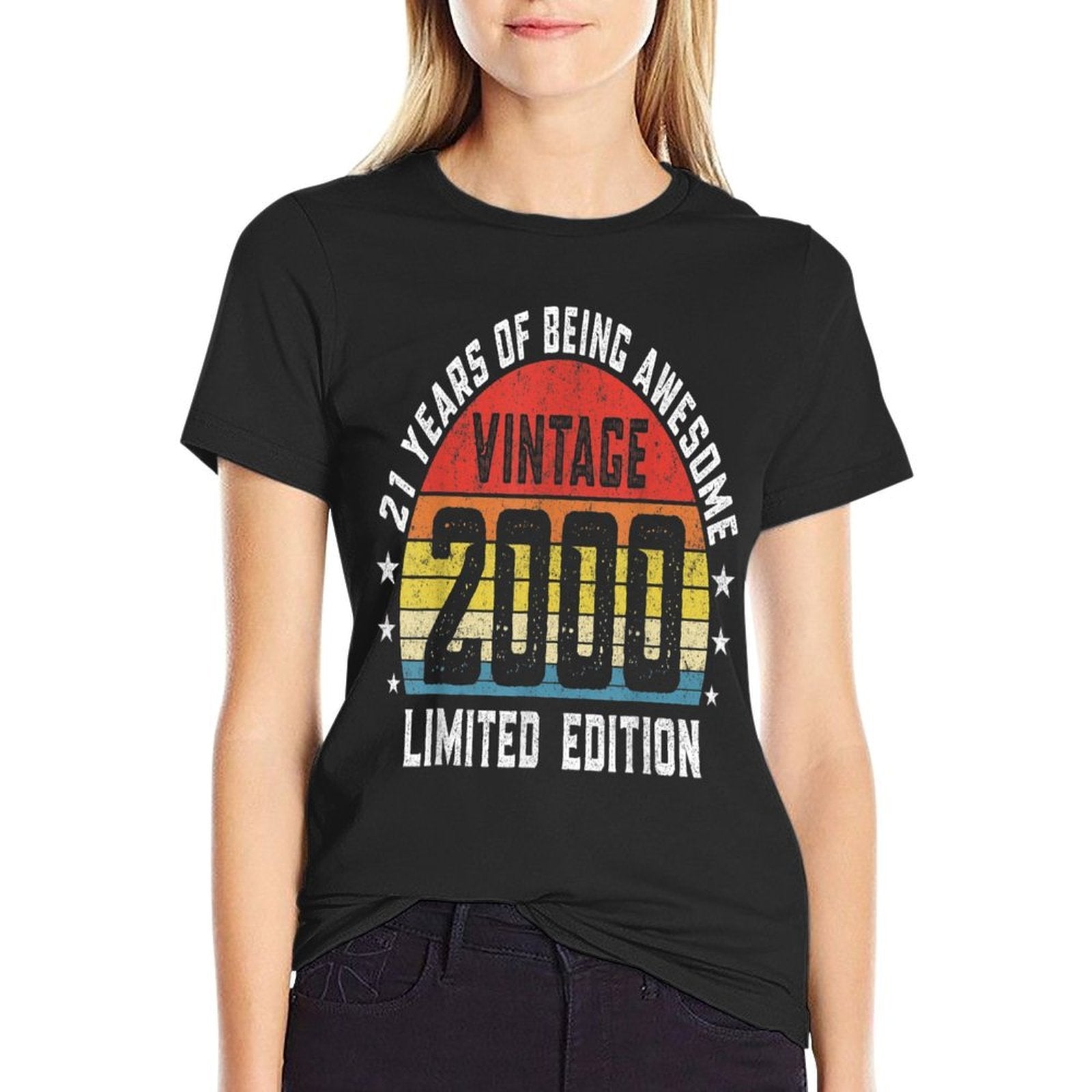 21 Year Old Vintage 2000 Retro 21st Birthday Gift  Stretchy T-Shirt