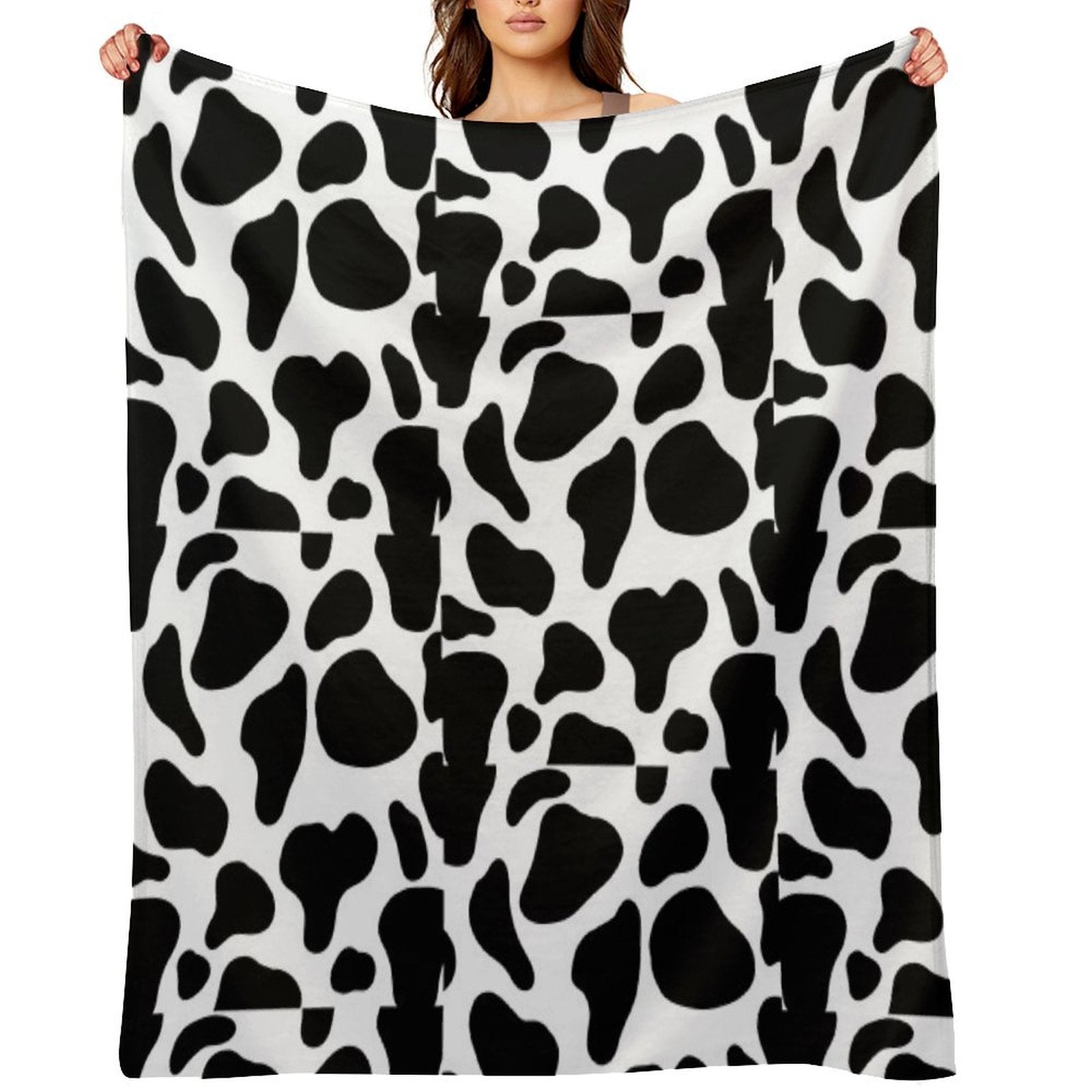 Cow Print Compact Throw Blanket