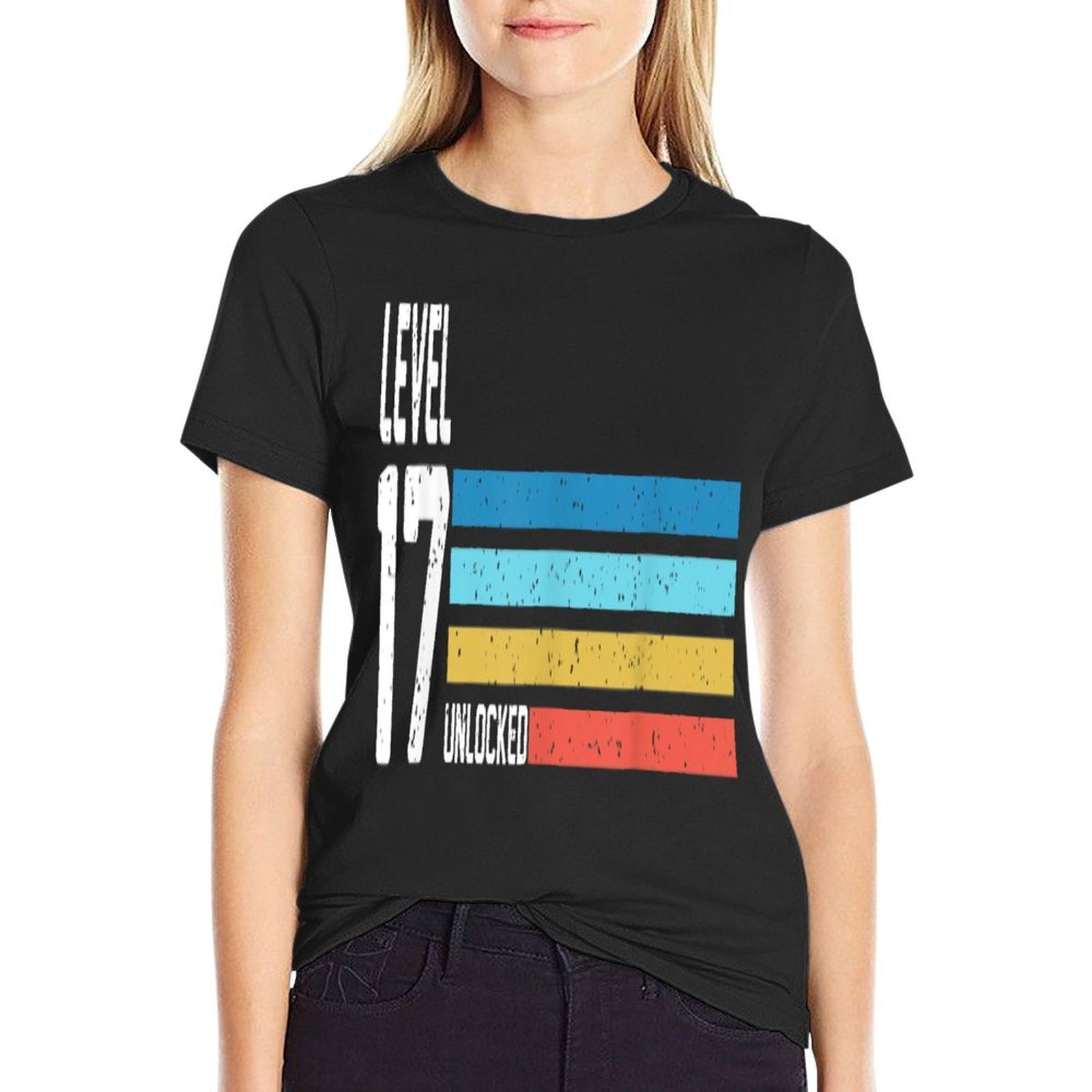 Cute Level 17 Unlocked 17th Birthday Vintage Gift  Breathable T-Shirt
