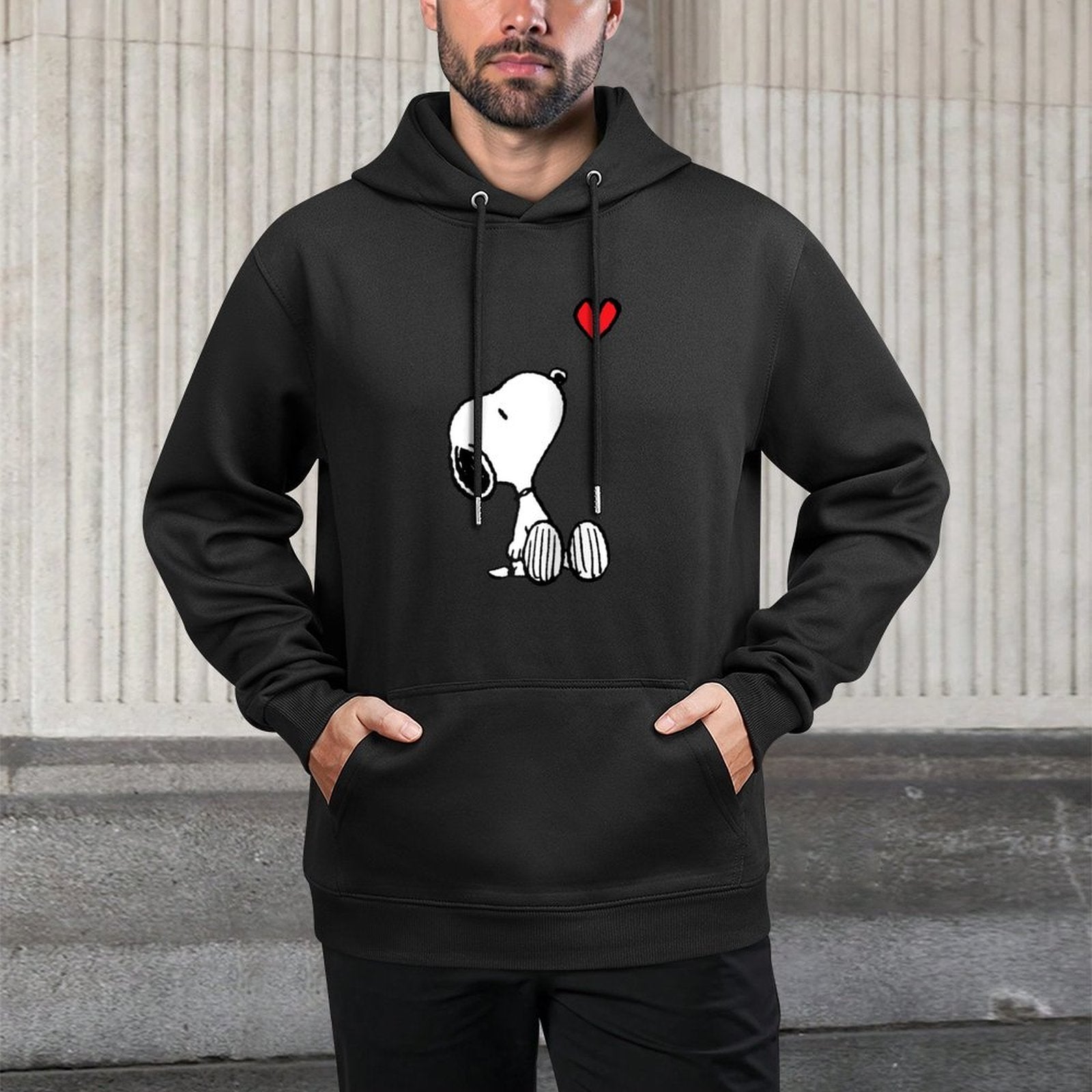 Peanuts Heart Sitting Snoopy Raglan Baseball All-Day Comfort Hoodie
