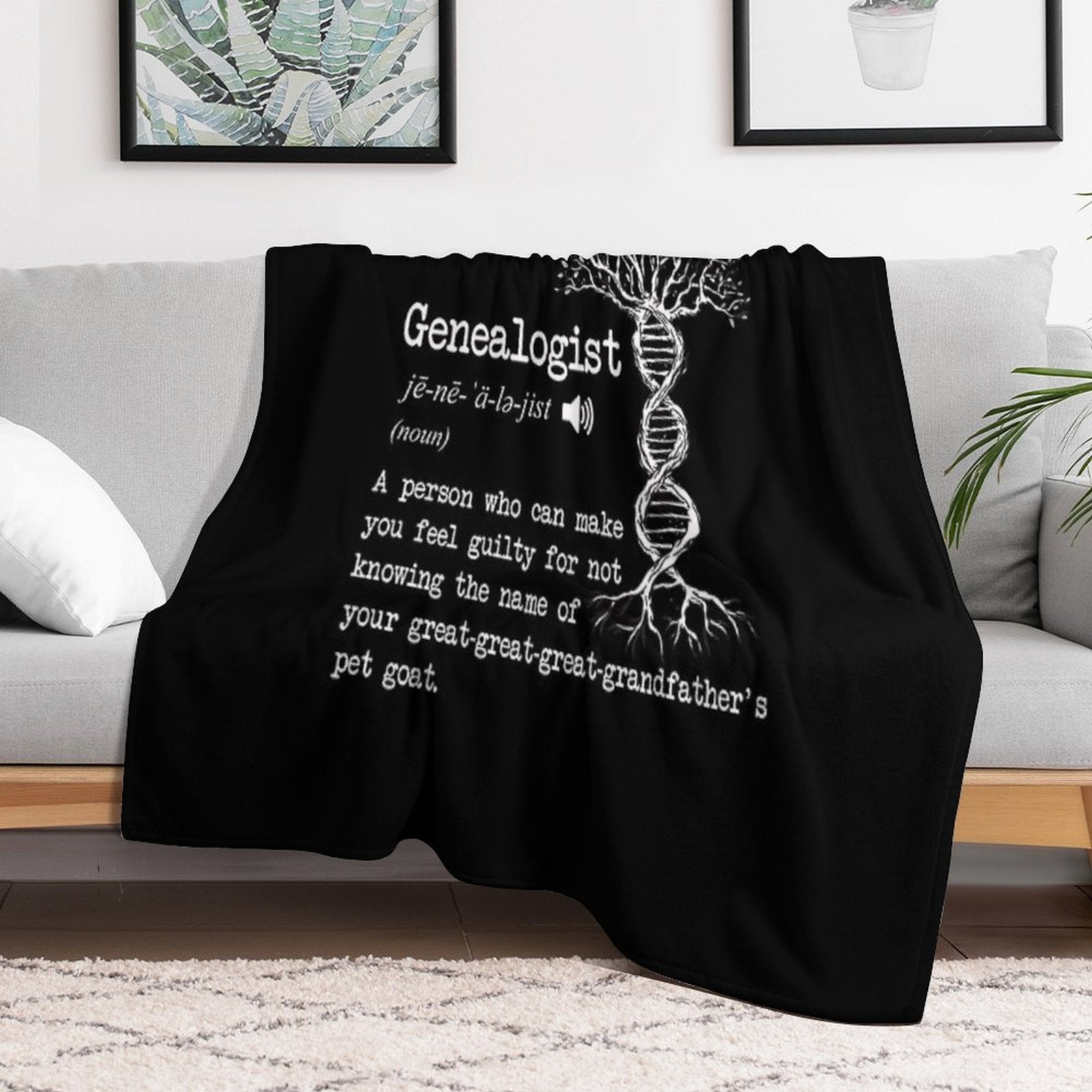 Funny Genealogist Definition Family Researcher History Tree Lineage Anti-pilling Throw Blanket