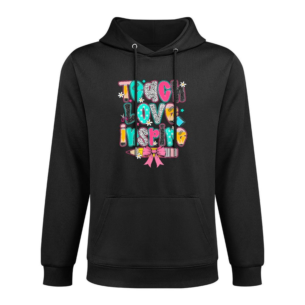Teach Love Inspire Teacher Coquette Bow Funny Back To School Machine Washable Hoodie