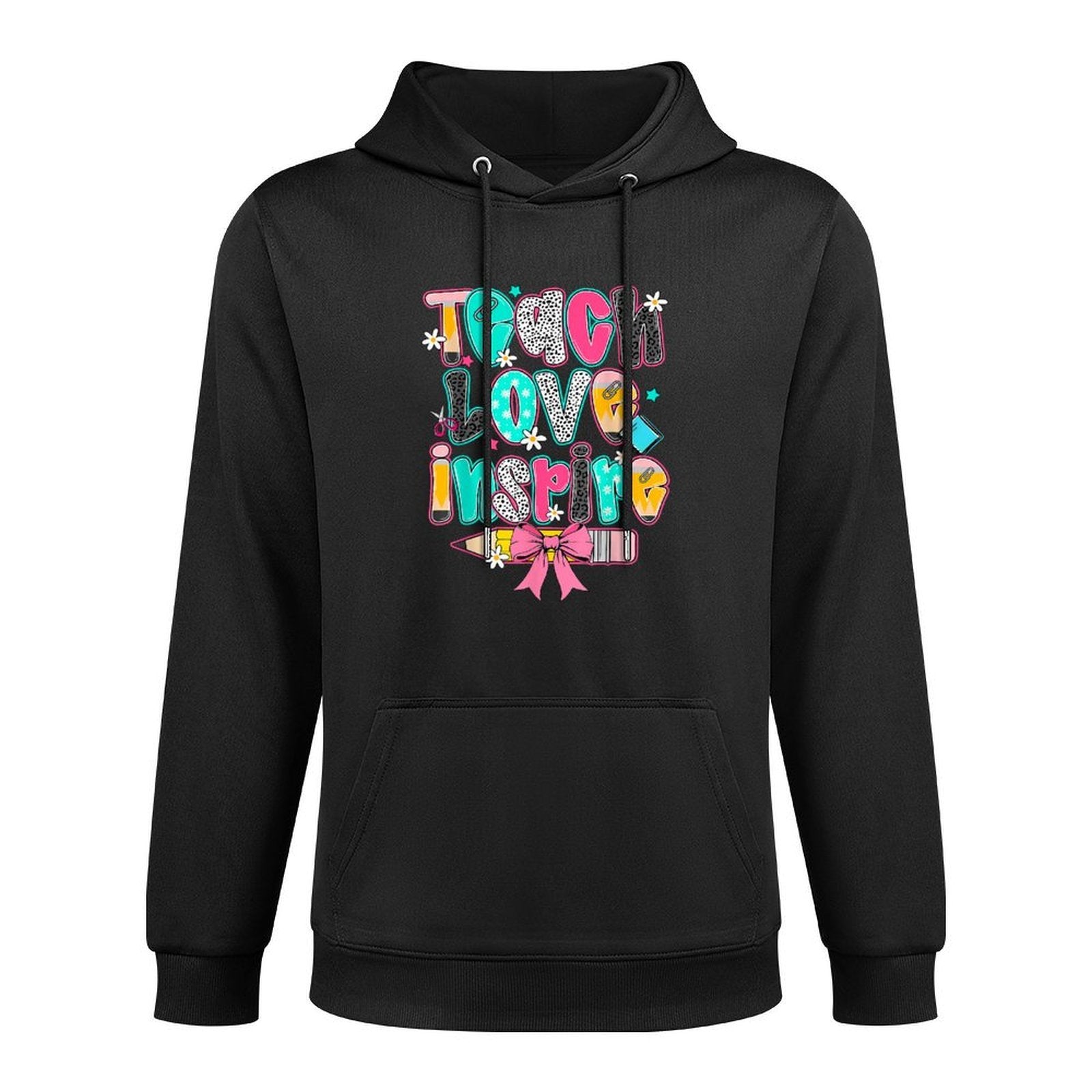 Teach Love Inspire Teacher Coquette Bow Funny Back To School Machine Washable Hoodie