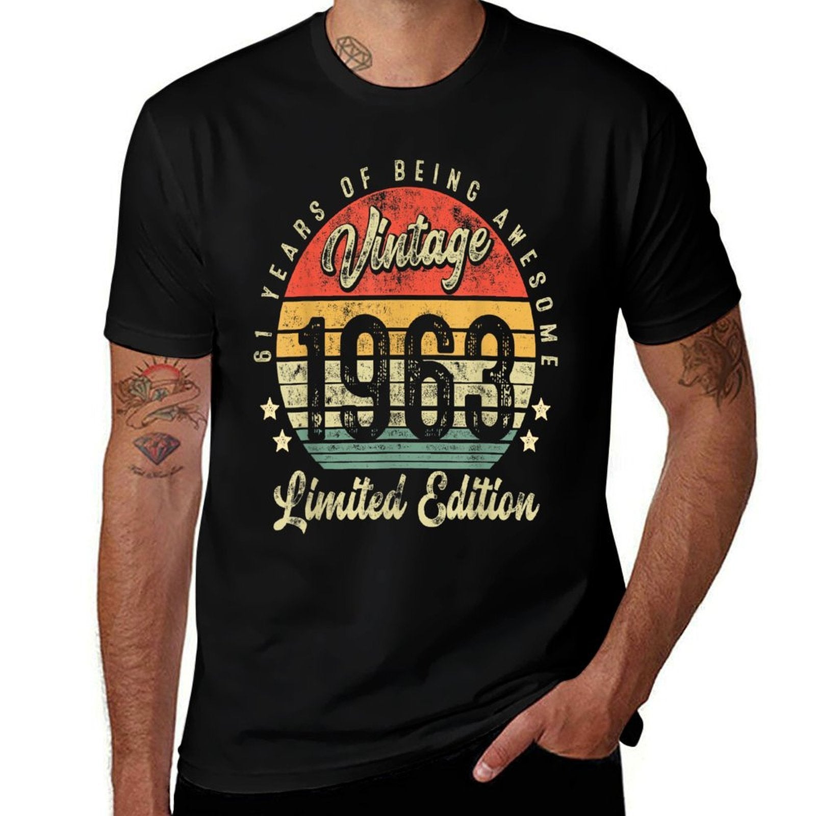 61 Year Old Gifts Vintage 1963 Limited Edition 61st Birthday  Fade-proof Color T-Shirt