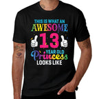13 Years Old Girl Birthday Quote 13th B-day Princess Graphic  Relaxed-fit T-Shirt