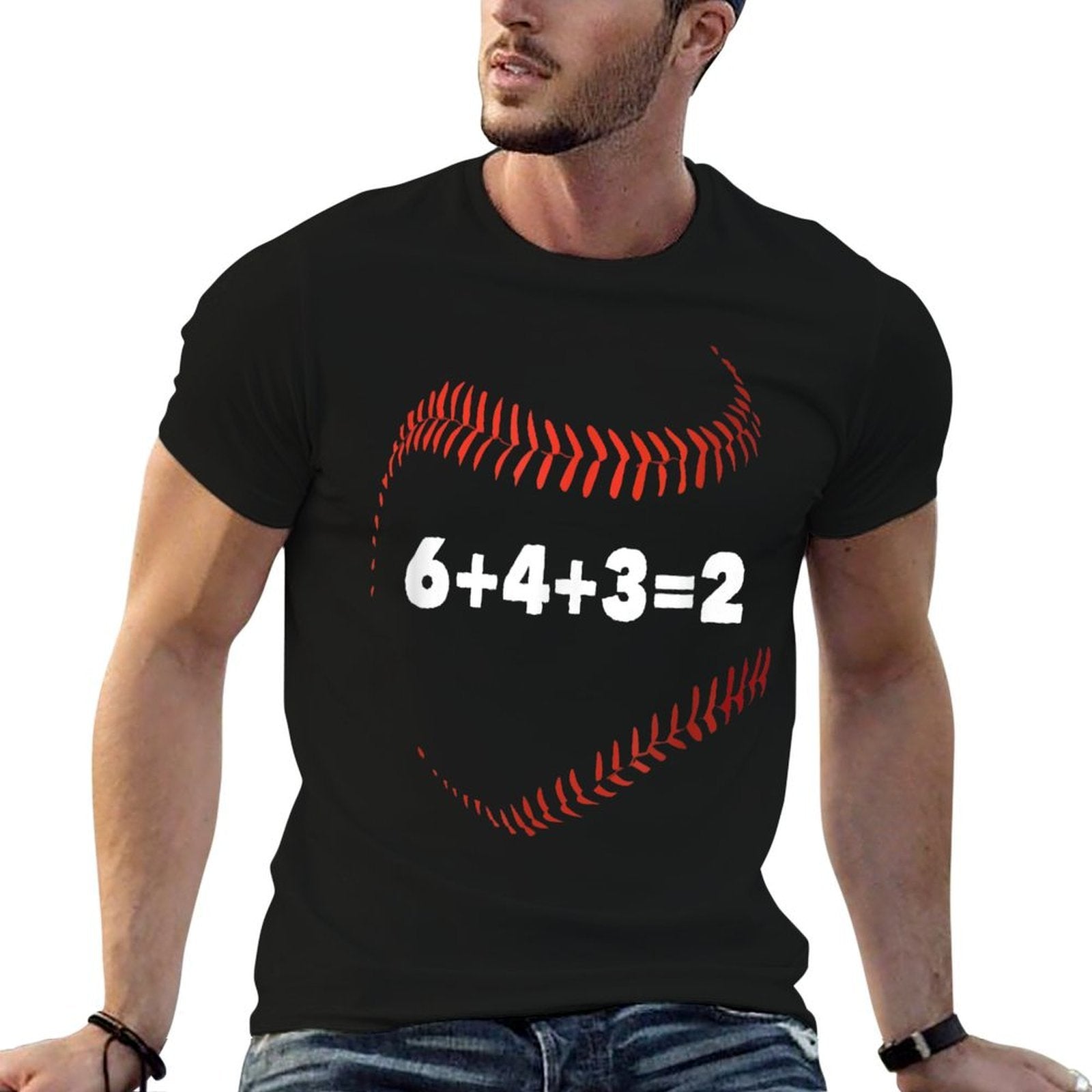 6+4+3=2 Double Play Baseball Player Gift Baseball Saying Comfortable T-Shirt