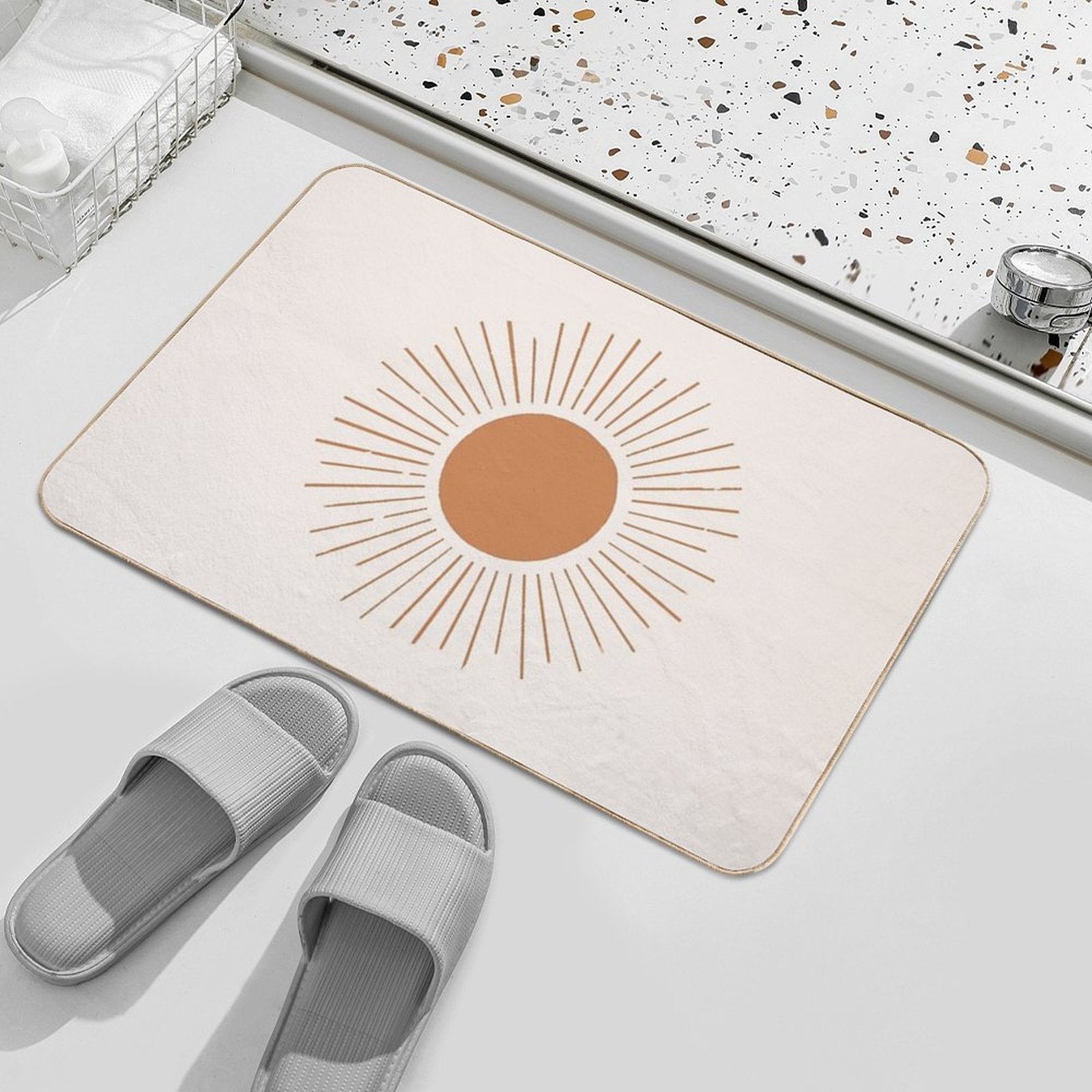 Terracotta Boho Sun Rays  Rapid-Drying Bath Mat