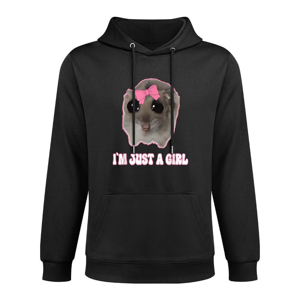 Sad Hamster Meme - Im Just A Girl Funny Hamster Kangaroo Pocket Hoodie
