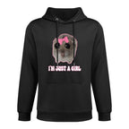 Sad Hamster Meme - Im Just A Girl Funny Hamster Kangaroo Pocket Hoodie