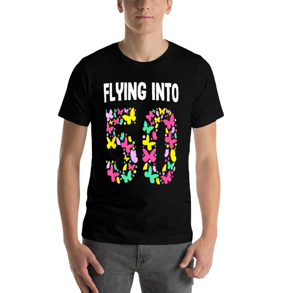 50 Year Old It's My 50th Birthday Butterfly Theme Party  Ribbed Collar T-Shirt