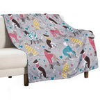 Greyhounds Dogwalk  Grey Background Durable Throw Blanket