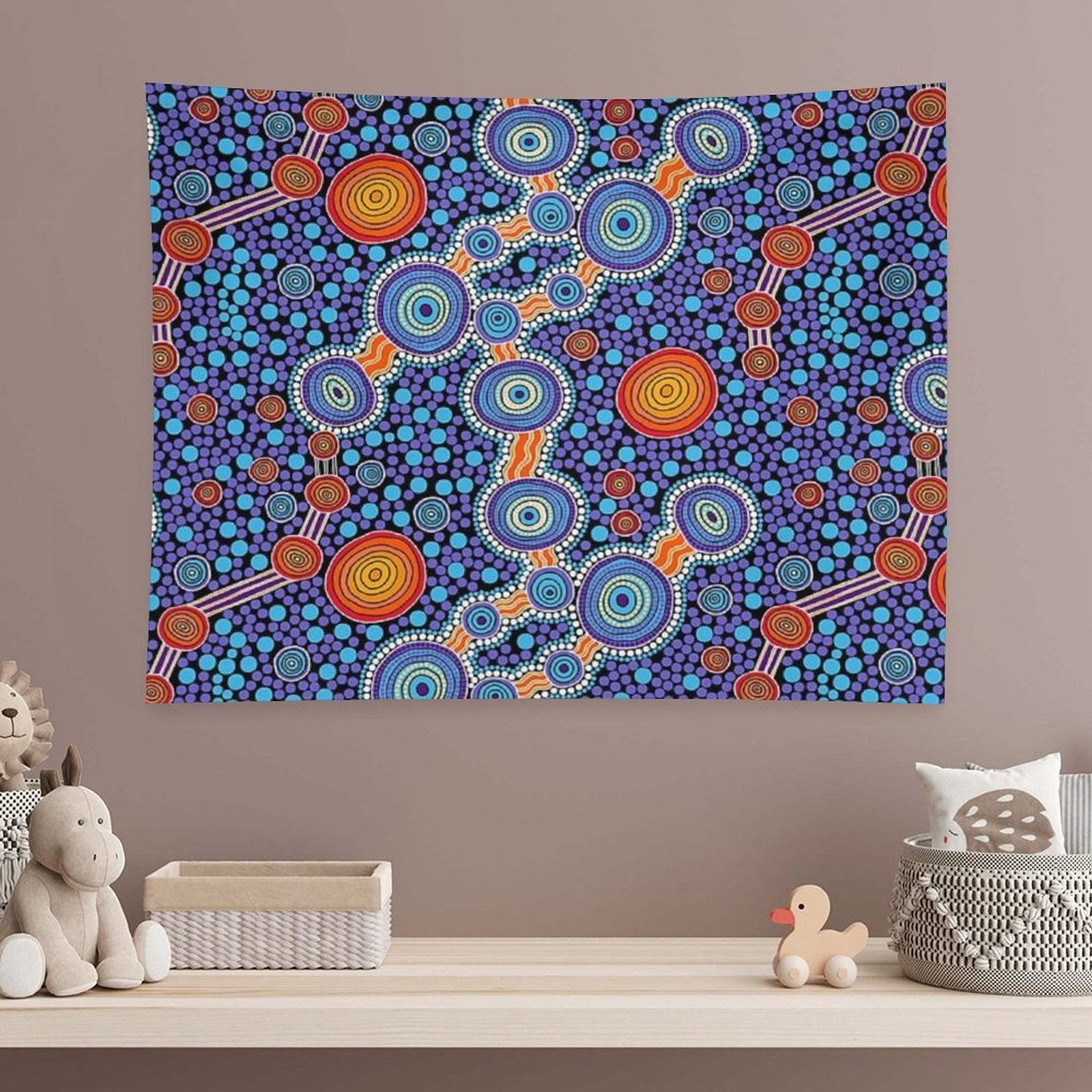 Authentic Aboriginal Art - The Journey Blue Tapestry