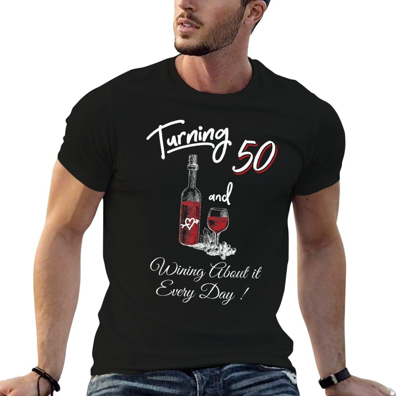 50th Birthday Gift Funny Turning 50 Wine Women  Moisture-wicking T-Shirt