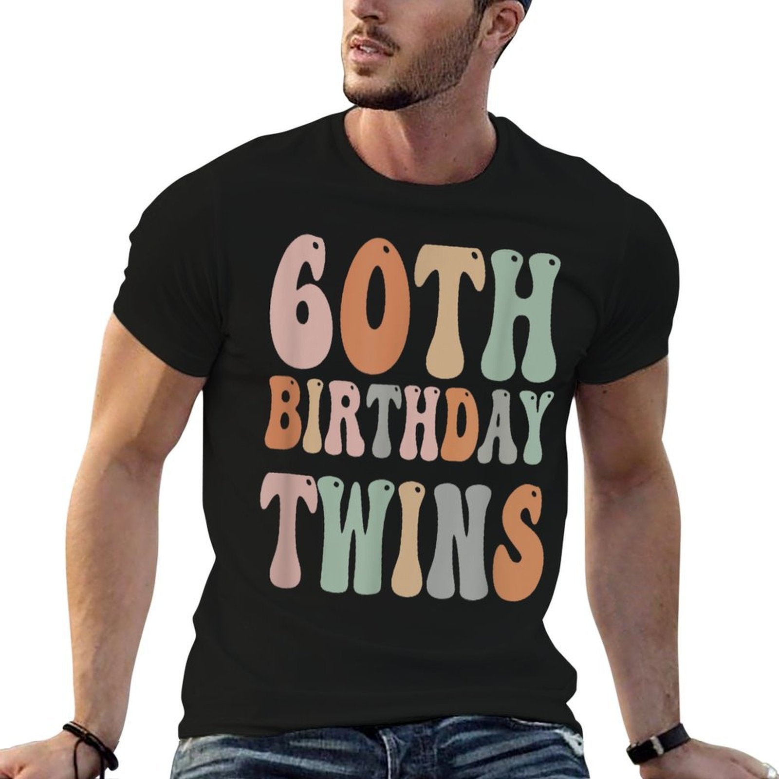 60th Birthday Twins 60 Years Old Twin Sibling Men Women Kids  Wrinkle-resistant T-Shirt