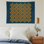 Harmonious Intertwined Lines Orange on Midnight Tapestry