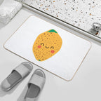 Lemon. Cute Fruit in Flat, Minimalistic Style  Stain-Proof Bath Mat