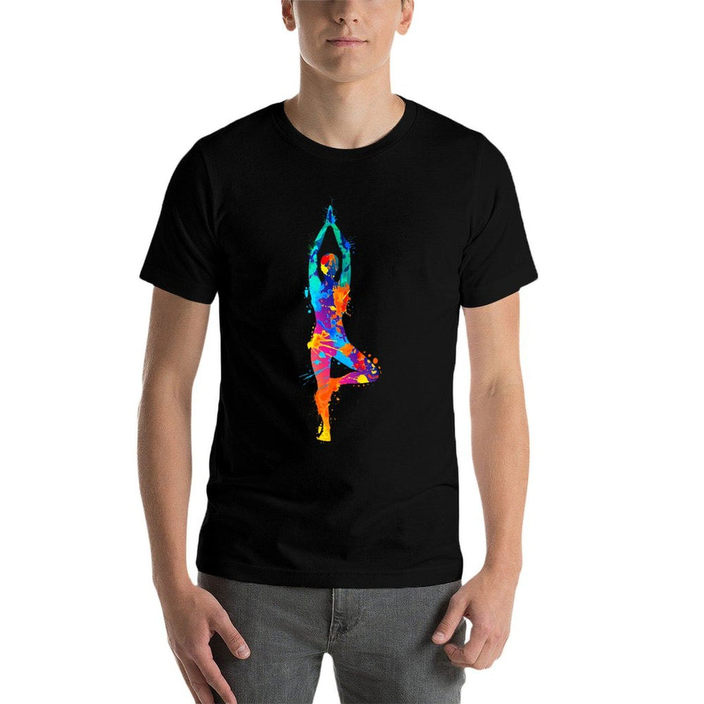 Artistic Yoga Watercolor Yoga Tree Colorful  Quick-drying T-Shirt