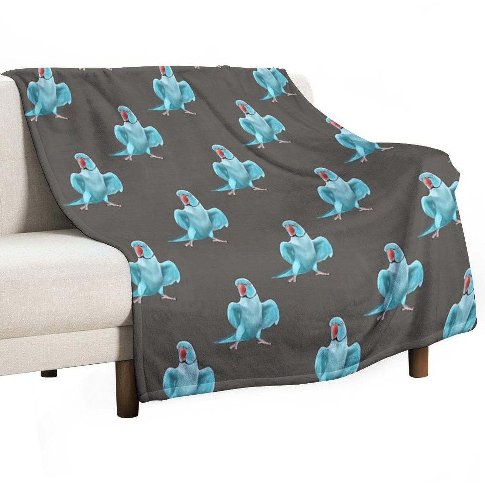Blue Indian Ringneck Parrot Durable Throw Blanket