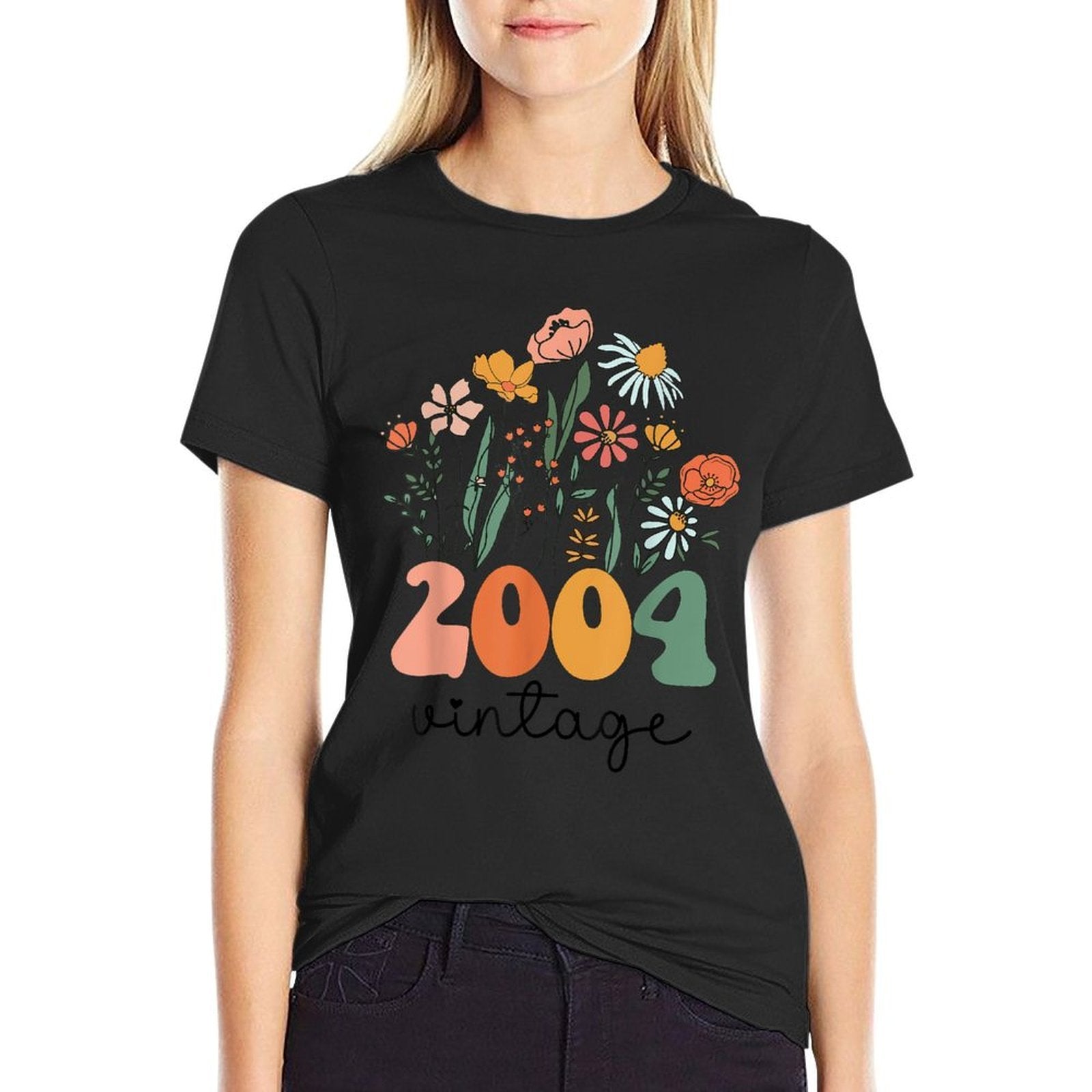 21 Years Old Vintage 2004 21st Women Birthday Wildflower  Tagless Design T-Shirt