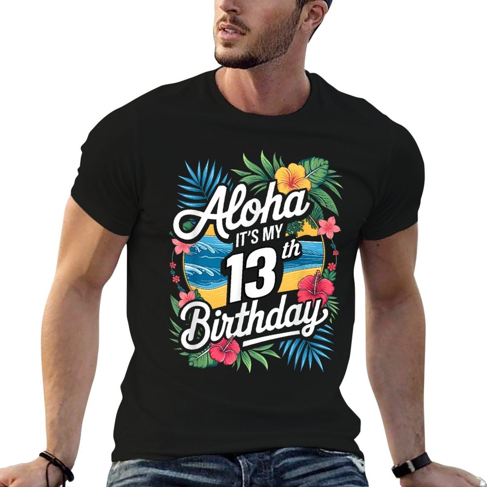 Aloha 13th Birthday Hawaiian Theme Hawaii Tropical Beach  Classic T-Shirt