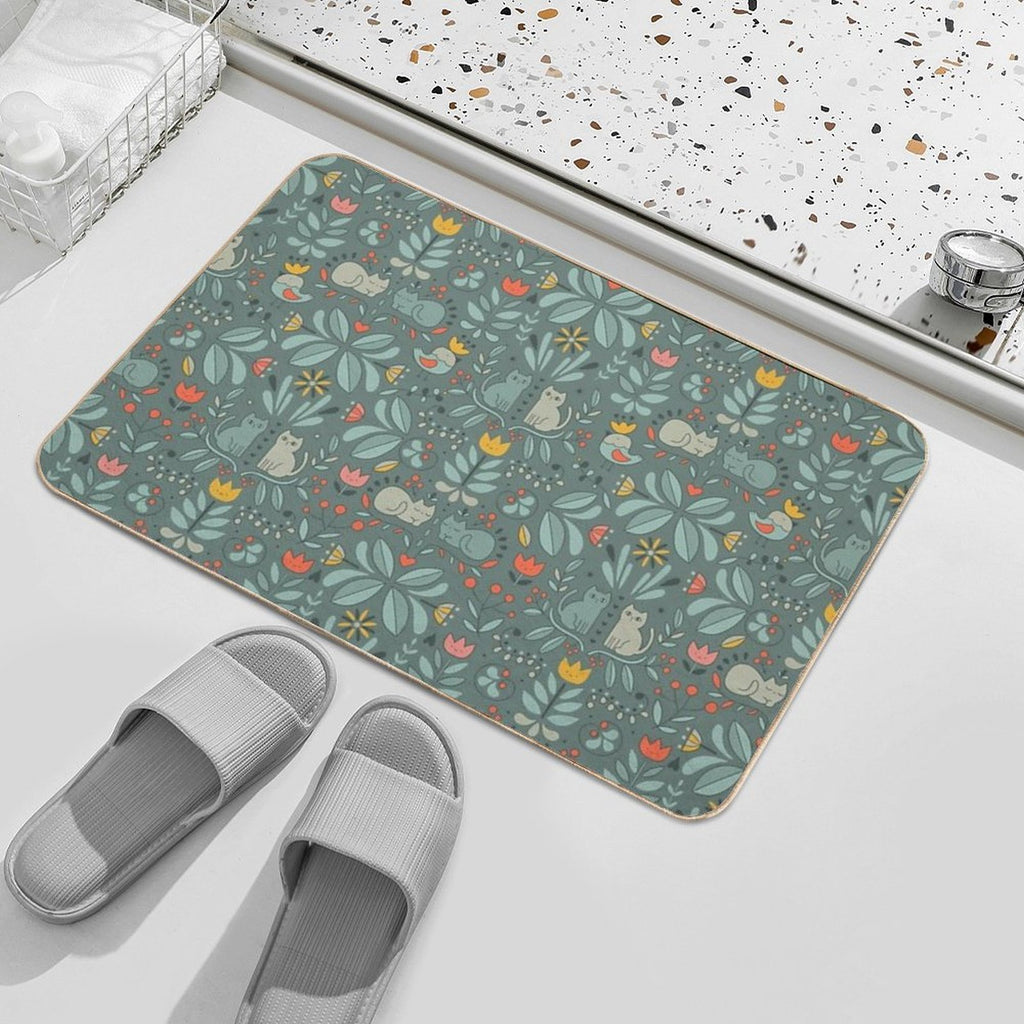 Swedish Folk Cats  Eco-Friendly Bath Mat