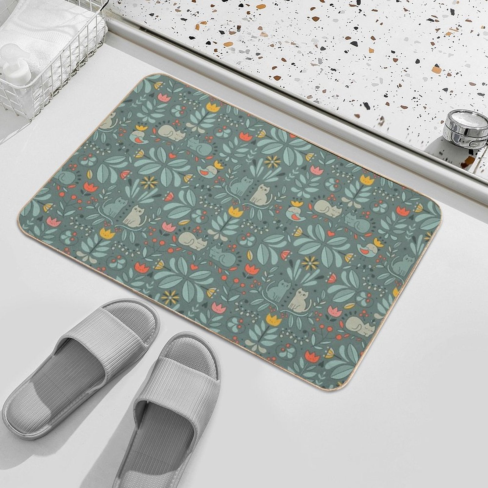 Swedish Folk Cats  Eco-Friendly Bath Mat