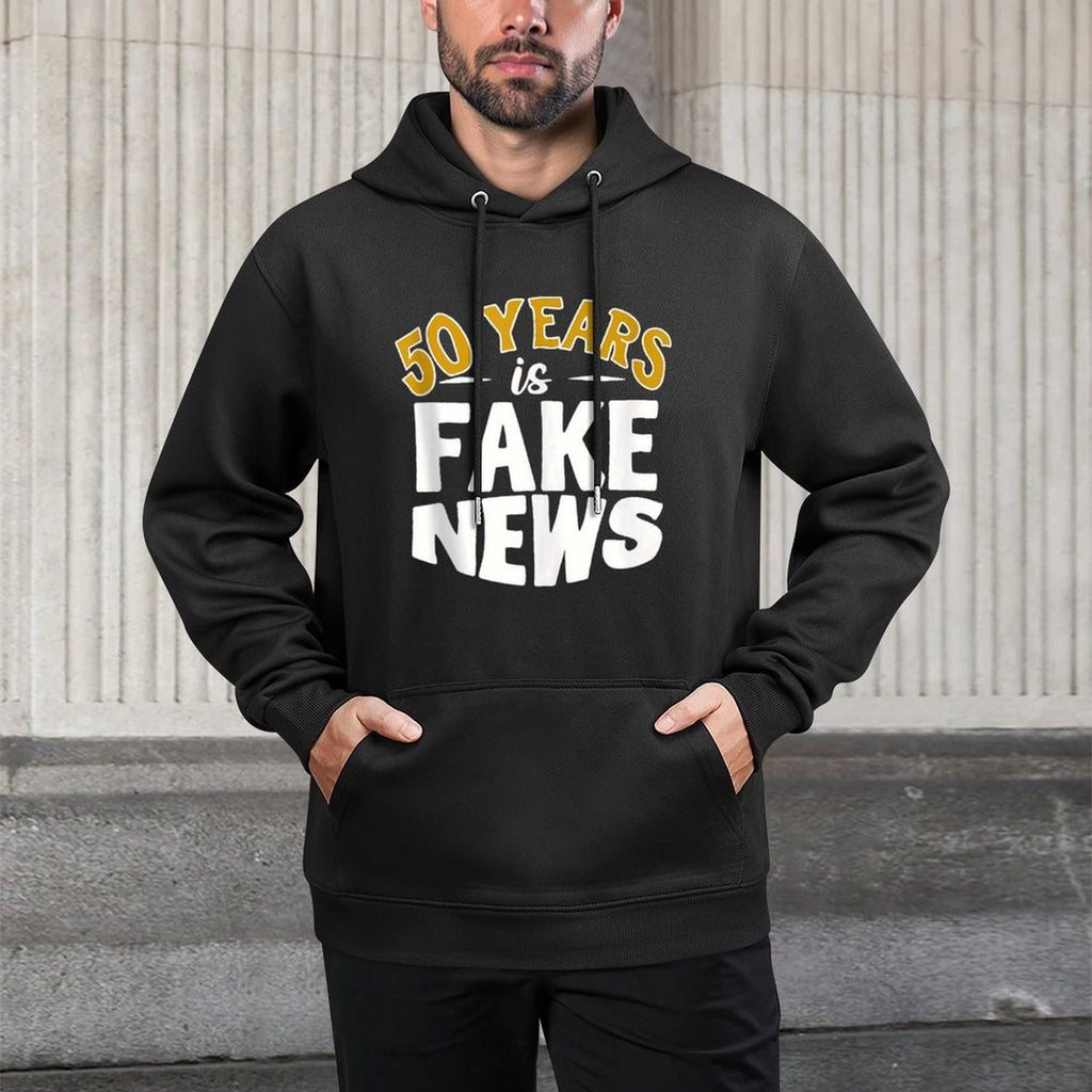 50 Years Is Fake News 50th Birthday Pilling-Resistant Hoodie