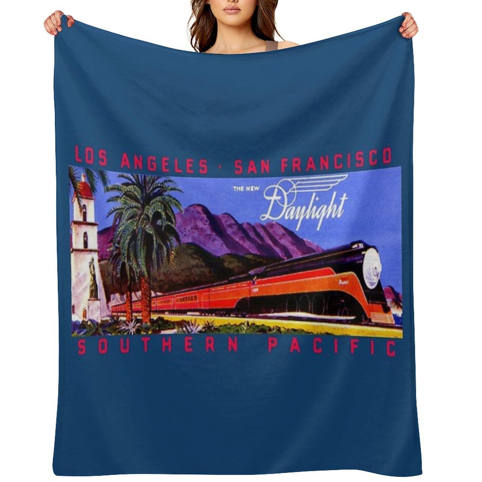 1930s Daylight Railroad Train Durable Throw Blanket