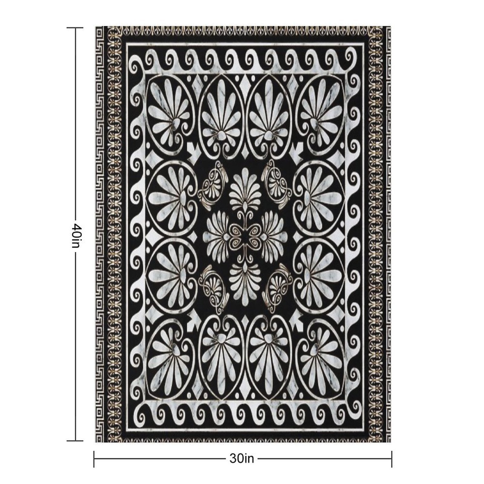 Luxury Greek Ornament Black And White Marble Comfort Throw Blanket