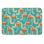Plates of Noodles And Funny Cats.  Slip-Resistant Bath Mat
