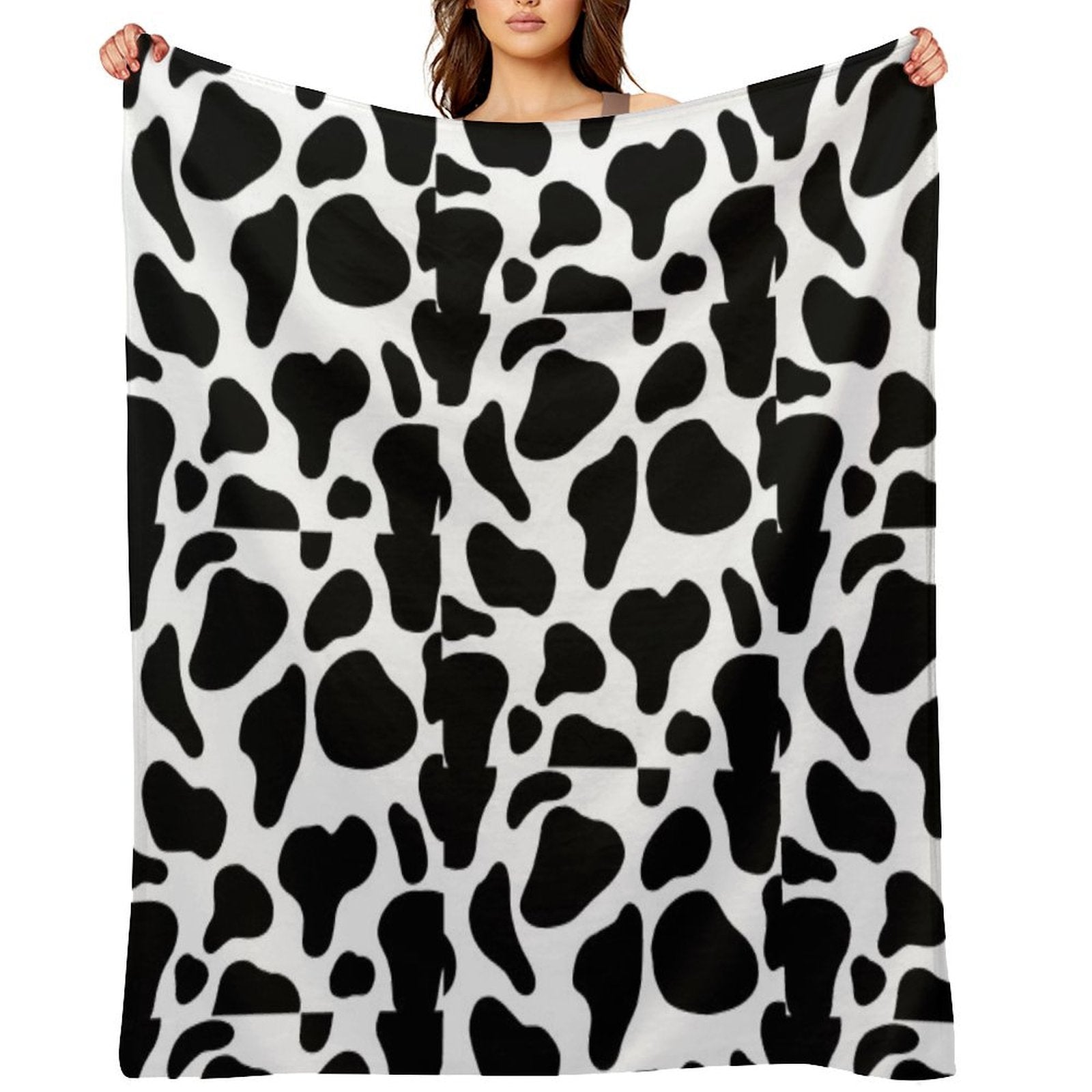 Cow Print Compact Throw Blanket