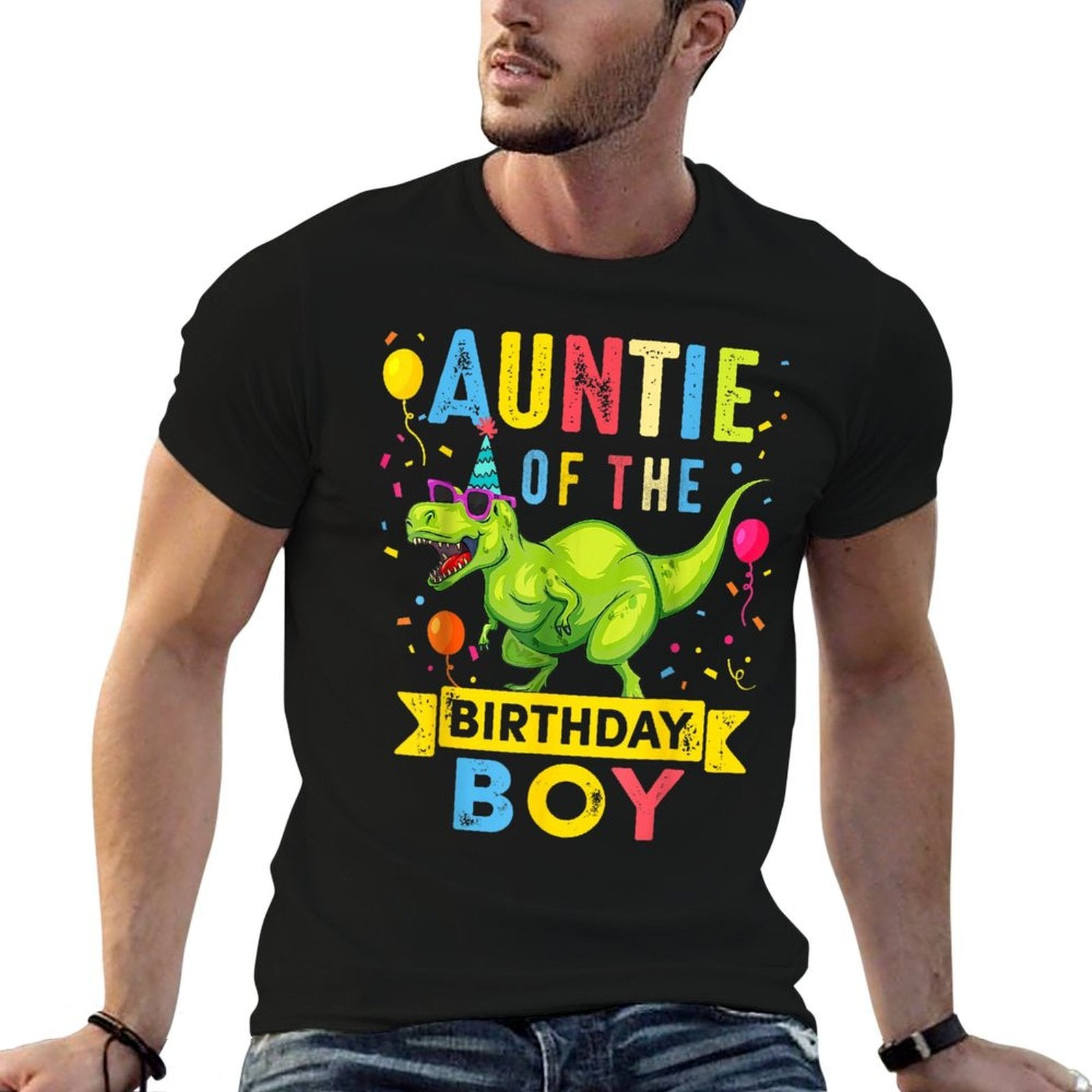 Auntie of The Birthday Boy T-Rex Dinosaur Birthday Party  Soft T-Shirt