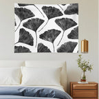 Ginkgo Biloba, Lino Cut Nature Inspired Leaf Pattern Tapestry