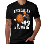 12th Basketball Birthday Twelve Year Old Basketball Player  Cotton T-Shirt