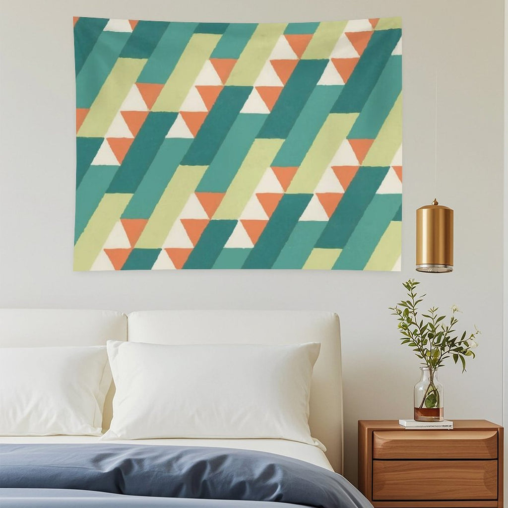 Diagonal Geometric Pattern – Vibrant Retro Style Tapestry